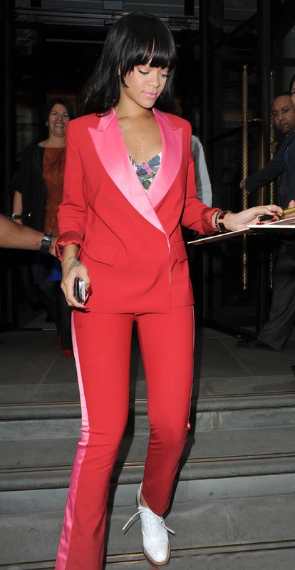 Red Hot Rihanna Suits Up in London