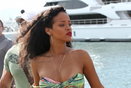 Rihanna Running Around St. Tropez in a Bikini Top