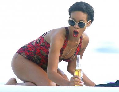 Rihanna Assumes Position In Her Swimsuit