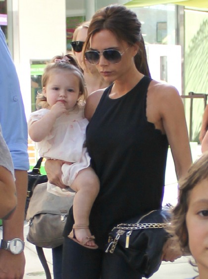Victoria Beckham takes pink-clad Harper Seven to an LA b-day party: adorable?