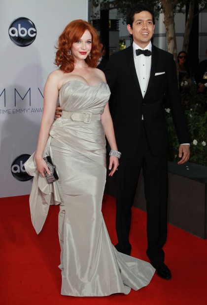 Christina Hendricks in pale grey Siriano at the Emmys: awful or improving?