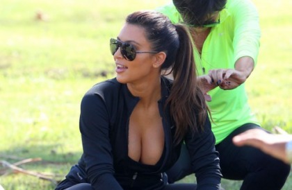 Kim Kardashian Gets Ready to Row With Cleavage