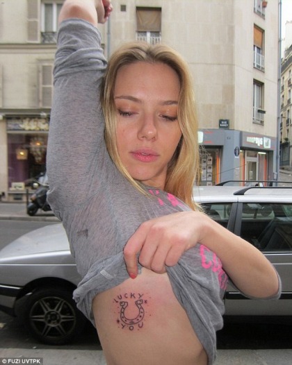 Scarlett Johansson's new 'Lucky You' horseshoe tattoo: lame or cute'