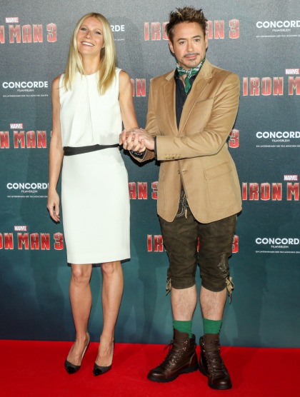 Gwyneth Paltrow & Robert Downey Jr promote 'Iron Man 3' in Germany; adorable'