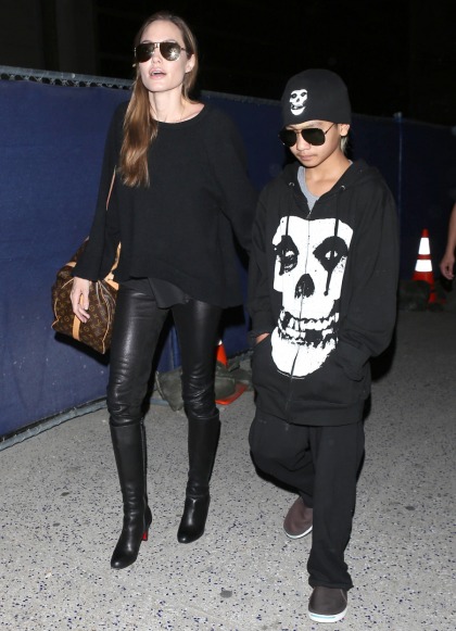 Angelina Jolie & Maddox go matchy-matchy for an LAX appearance: cute or try-hard?