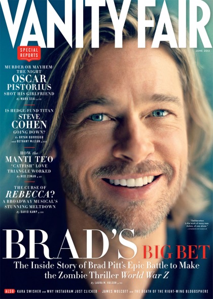 Brad Pitt covers Vanity Fair's June issue, VF says 'WWZ' could be a total disaster