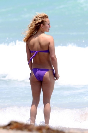 Hayden Panettiere Purple Bikini at a Beach in Miami