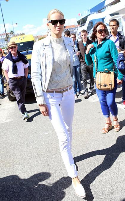 Karolina Kurkova Boards Roberto Cavalli's Yacht with her Son at Cannes