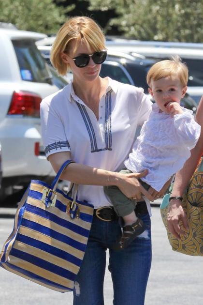 January Jones Spends Monday with the Fam
