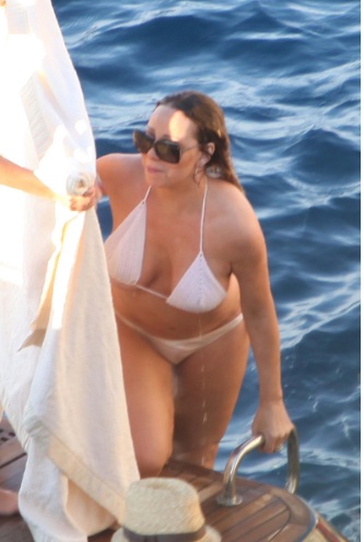 Mariah Carey White Bikini on a Yacht in Italy