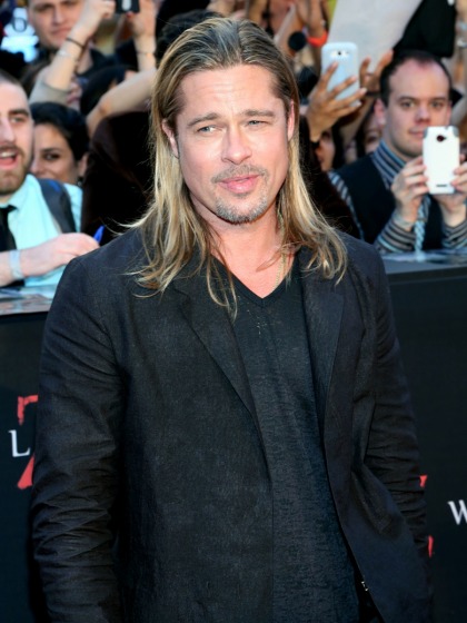 Brad Pitt shows off his long, greasy hair at the NYC 'WWZ' premiere: gross'