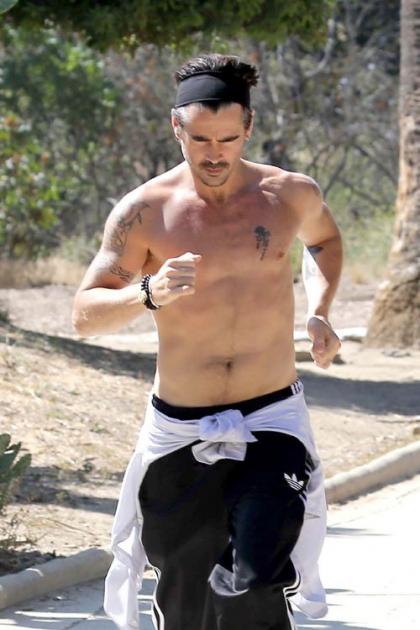 Colin Farrell's Shirtless Sweat Session