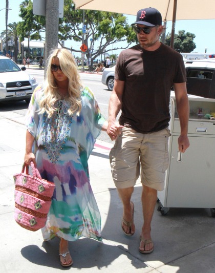 Jessica Simpson steps out in a tie-dye caftan ahead of the birth of Ace Johnson