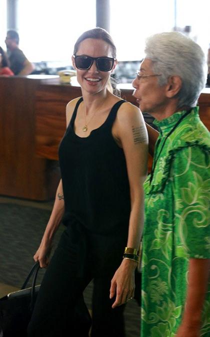 Angelina Jolie Jets Out of Hawaii with her Boys