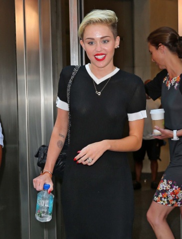 Miley Cyrus Hot Black Outfit at Good Morning America Studios in NY
