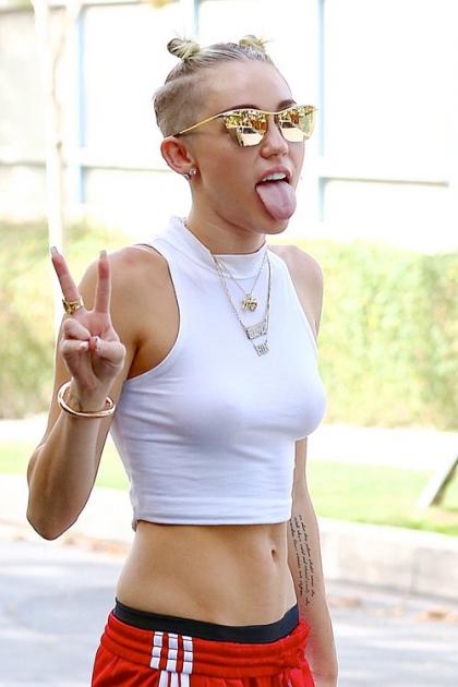 Miley Cyrus Lets Her Tongue Fly in Toluca Lake