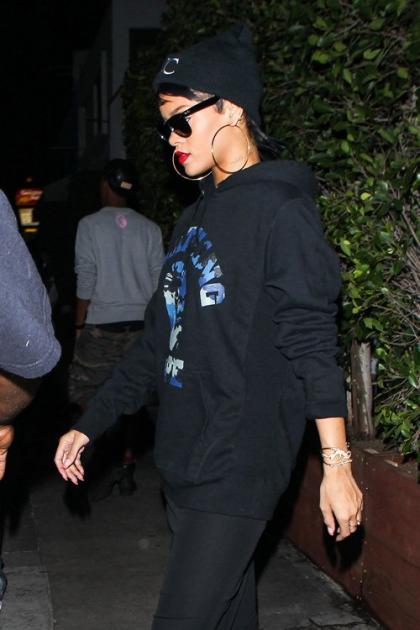 Rihanna Dines with Family and Friends