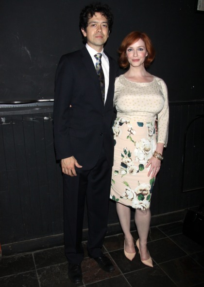 Christina Hendricks in polka dots & floral in NYC: tragic, top-heavy or amazing?