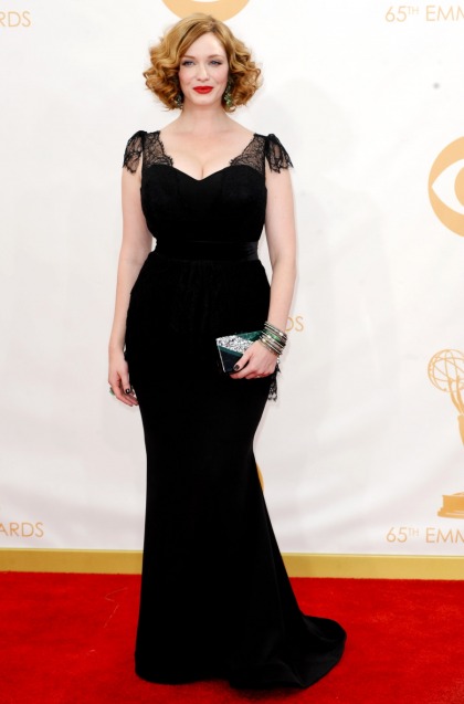 Christina Hendricks in   custom Christian Siriano at   the Emmys: finally flattering?