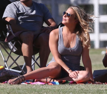 LeAnn Rimes & Brandi Glanville attend soccer boys' game, LeAnn looked grumpy