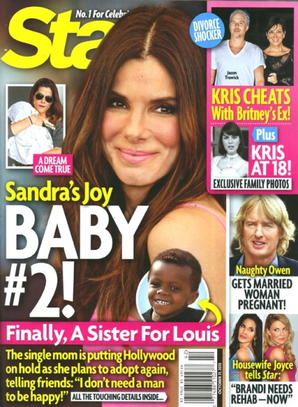 Star: Sandra Bullock 'wants to adopt again?, this time she wants a little girl