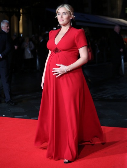 Kate Winslet in red Jenny Packham in London: glowing, radiant & not so Botoxy?