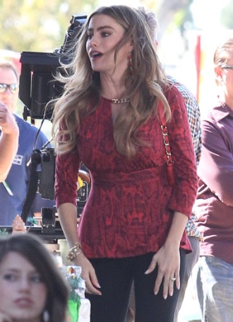 Sofia Vergara Booty in Tights While Filming Modern Family in LA