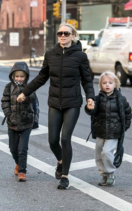 Naomi Watts Bundles Up with the Boys in the Big Apple 