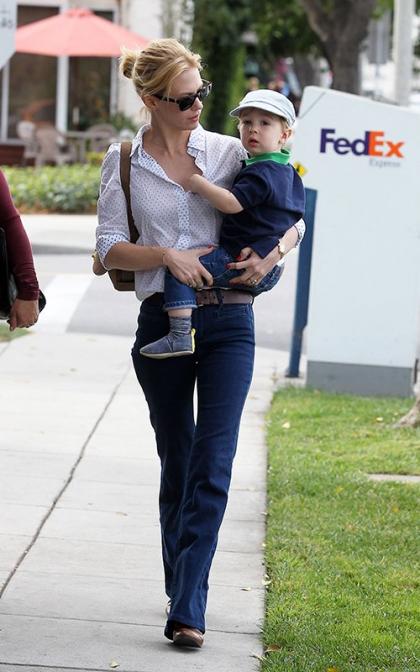 January Jones Takes Xander for a Haircut in Beverly Hills