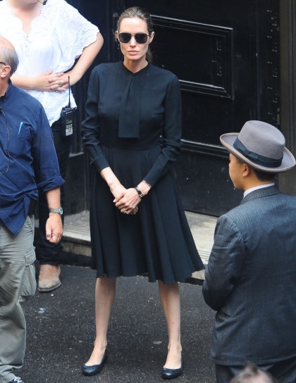 Angelina Jolie wears a modest black frock while directing in Sydney: chic or grim?