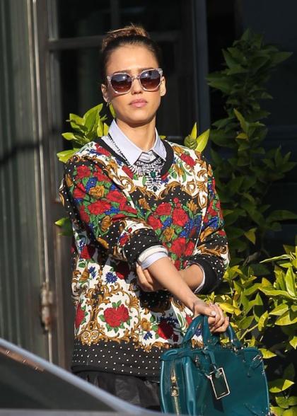 Jessica Alba Displays Unique Style for a Lunch Outing