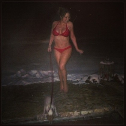 Mariah Carey in Aspen in a Bikini is Definitely a Red Christmas