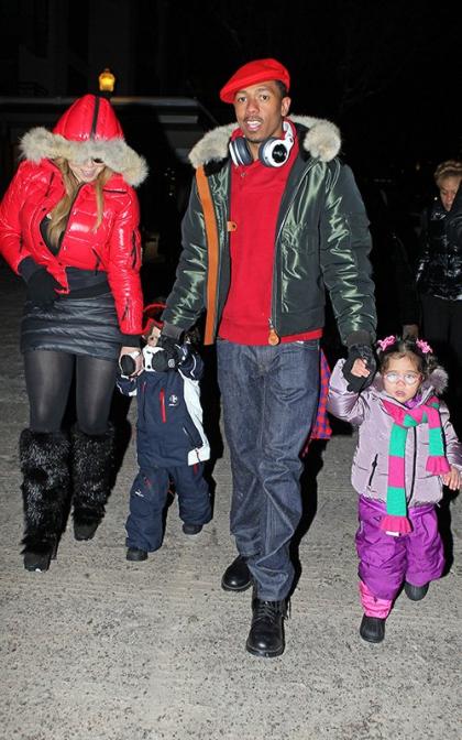 Mariah Carey & Nick Cannon: Snowy Walk with the Twins