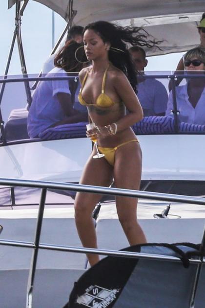 Rihanna Stuns in Gold Bikini while in Brazil