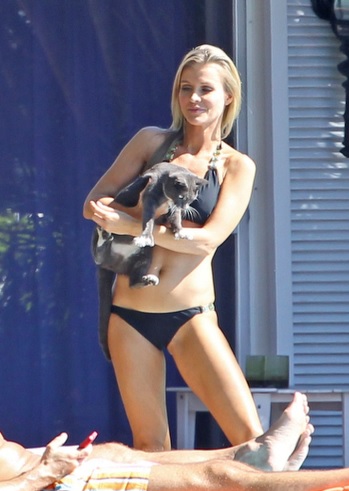 Joanna Krupa Hot Black Bikini Poolside in Miami