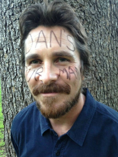 Christian Bale Wrote On His Face in Support of a Dude With Cancer