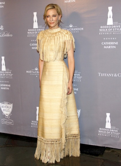 Cate Blanchett in fringed Valentino at the Rodeo Drive event: tablecloth chic?
