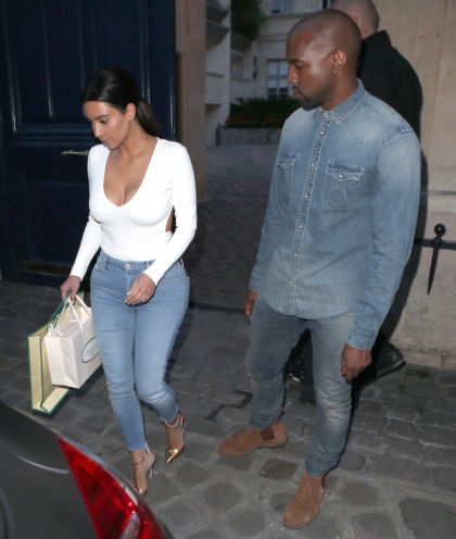 Kim Kardashian & Kanye do matching denim in Paris ahead of their wedding: LOL?