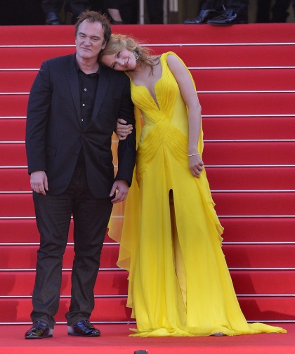 Uma Thurman wears Marchesa & Versace in Cannes for 'Pulp Fiction' anniversary