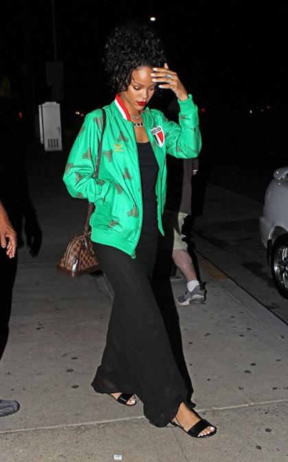 Rihanna Drops By Giorgio Baldi with Dad