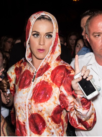 Katy Perry in Pepperoni Pizza Outfit at Philidelphia Museum of Art