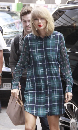 Taylor Swift Shirt Dress Arriving at the Yahoo Worldwide Livestream in NYC