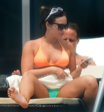 Demi Lovato Amazing Bikini Body at a pool in Miami