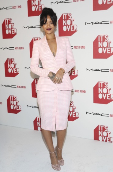 Rihanna Sexy in Pink Suit for It's Not Over Film Premiere