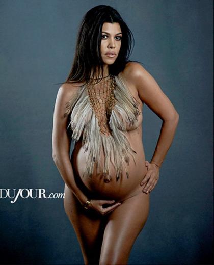 Kourtney Kardashian Flaunts Pregnancy Curves in Almost-Nude DuJour Magazine Feature