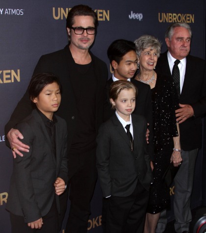 Brad Pitt brings his parents, Maddox, Shiloh & Pax to 'Unbroken' premiere