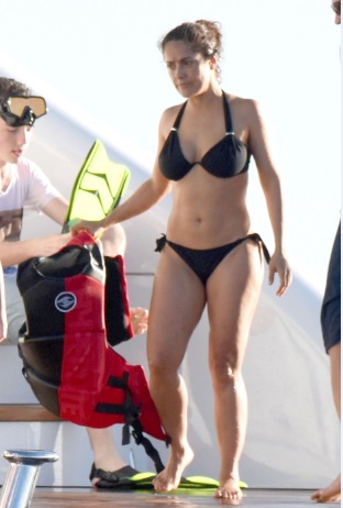 Salma Hayek Incredible Bikini Body at Yacht in St. Barts