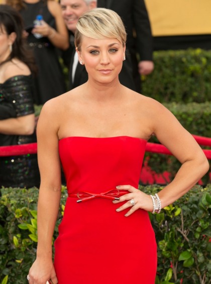 Kaley Cuoco in strapless Romona Keveza at the SAGs: boring or bold?