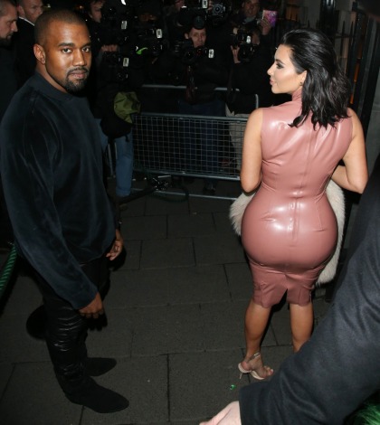 Yeezus wept & Kim Kardashian wore a too-tight pink latex (?) dress in London