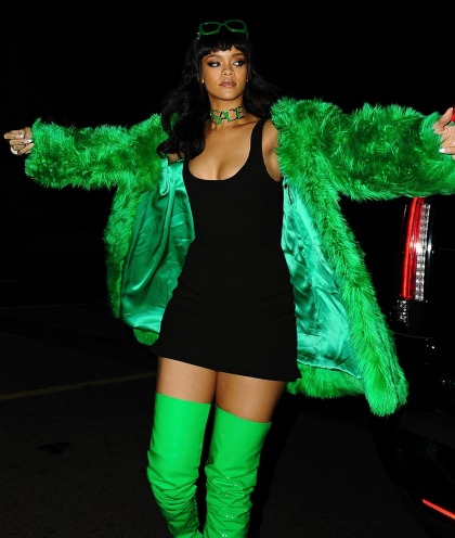 Rihanna in green Versace at the iHeartRadio Awards: Muppet Realness?